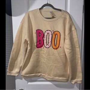 Cream 'Boo' Graphic Women's Sweater